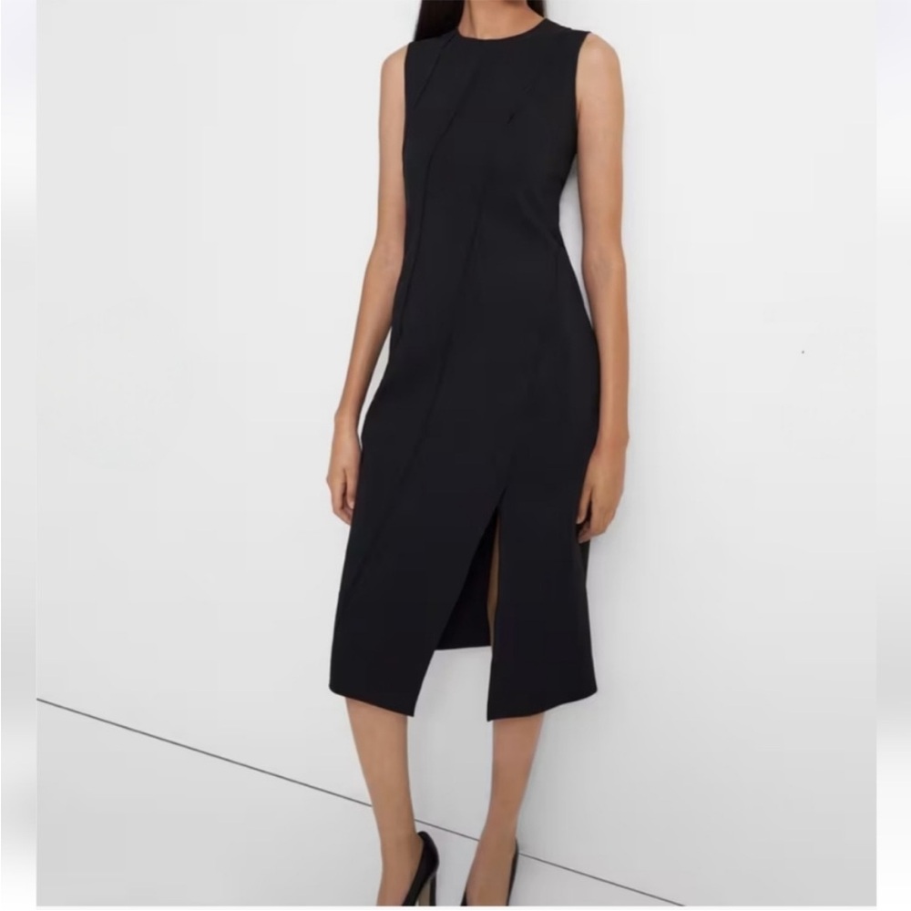 Theory Bias Seam Dress in Precision Ponte Black Size Small